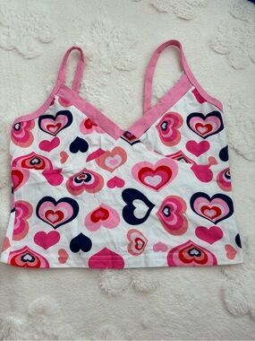 Pink Multi Heart Print Cami Top